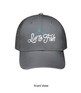 Live to Fish Marlin Embroidered 6 Panel Cotton Twill Pro-Style Snap Back Trucker Hat